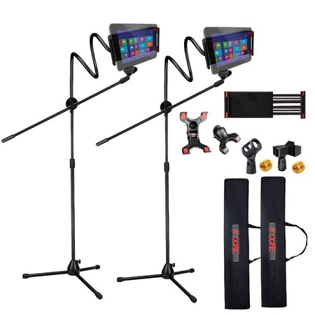 5 Core 2 Pcs Microphone Stand Tripod Phone Holder Gooseneck Adjustable Height, Mic Clip MS MOB 2PCS